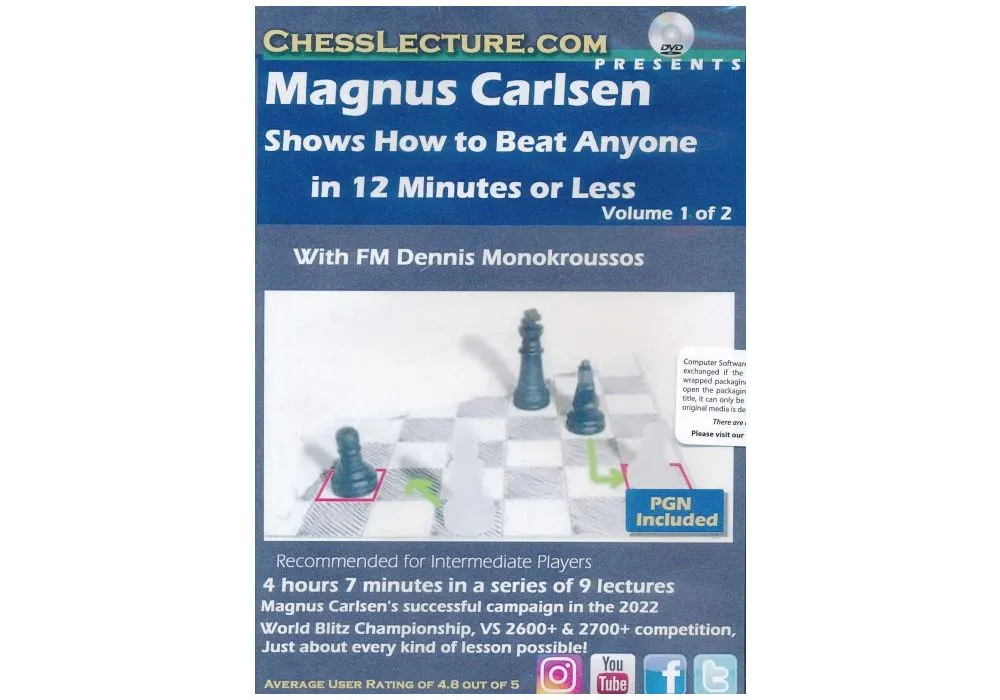 Magnus Carlsen Shows How to Beat Anyone in 12 Minutes or Less - with FM  Dennis Monokroussos - Vol 1 & 2